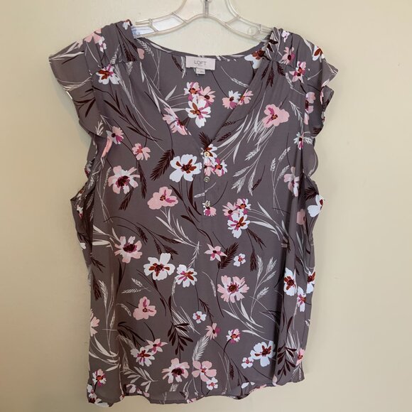 Loft Floral Tank Blouse size L - Picture 2 of 5